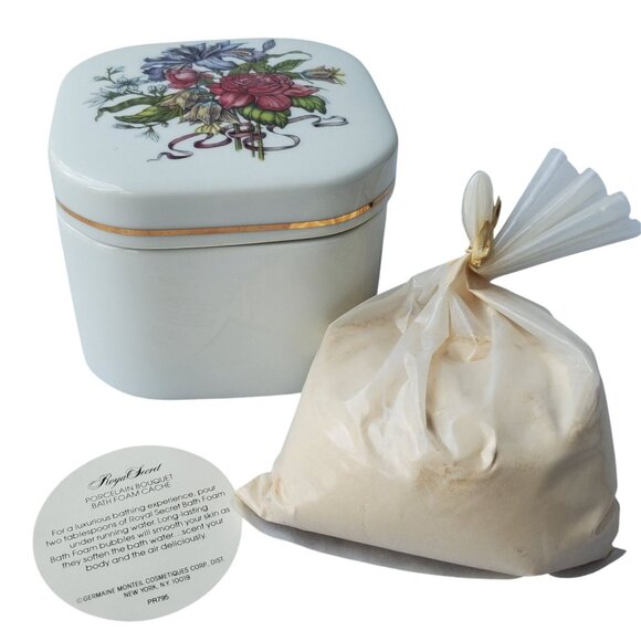 Vintage Royal Secret Porcelain Bath Powder Cache 6.5oz Sealed Germaine Monteil - Picture 3 of 9